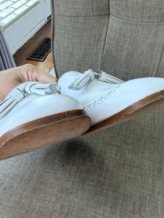 Stuart Weitzman White Leather Tassel Loafers Women’s Size 9M - Picture 5 of 9